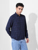 Men's Blue Regular Fit Printed Print Shirt