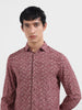 Men's Rust Regular Fit Printed Print Shirt