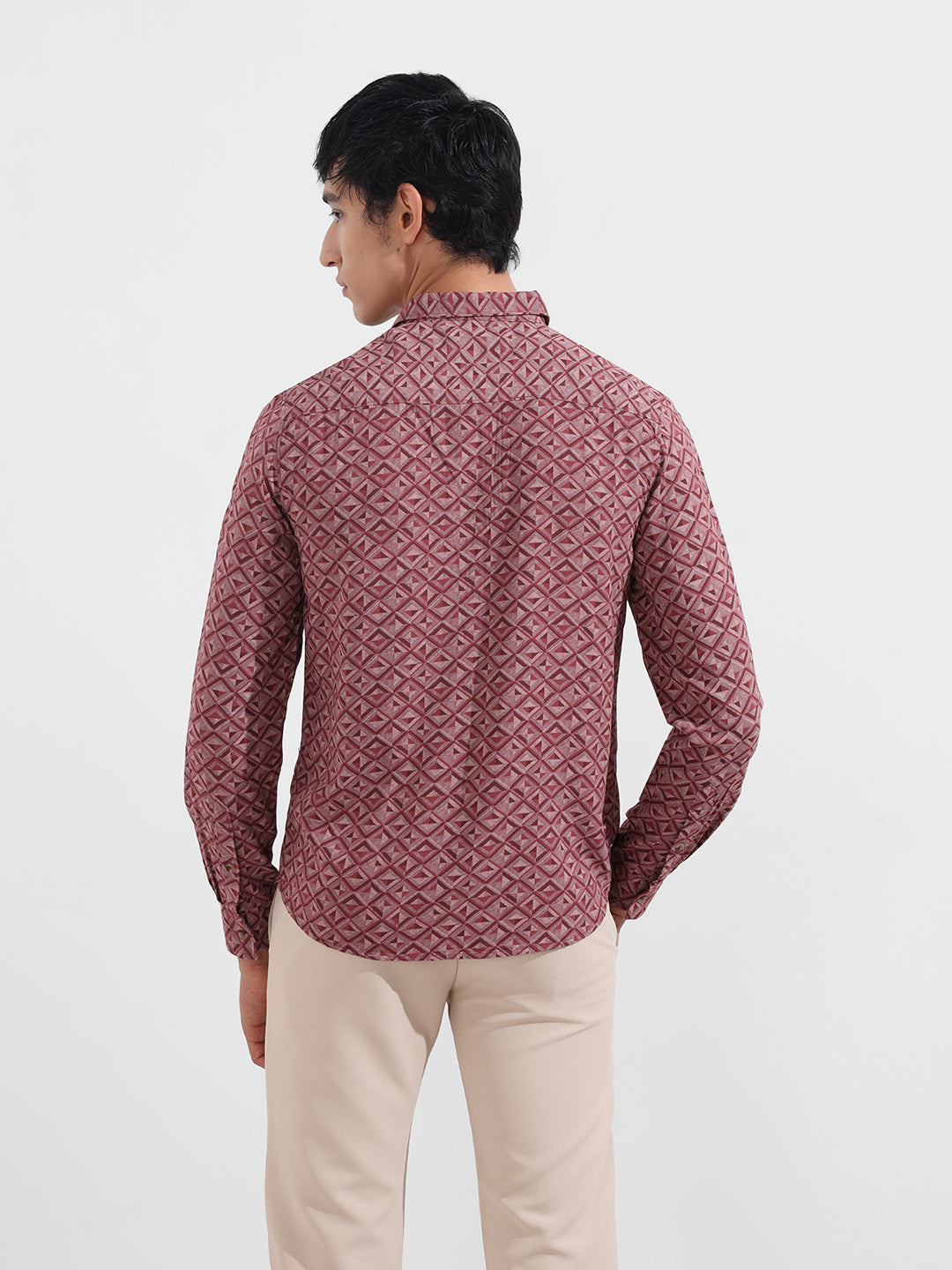 Men's Rust Regular Fit Printed Print Shirt
