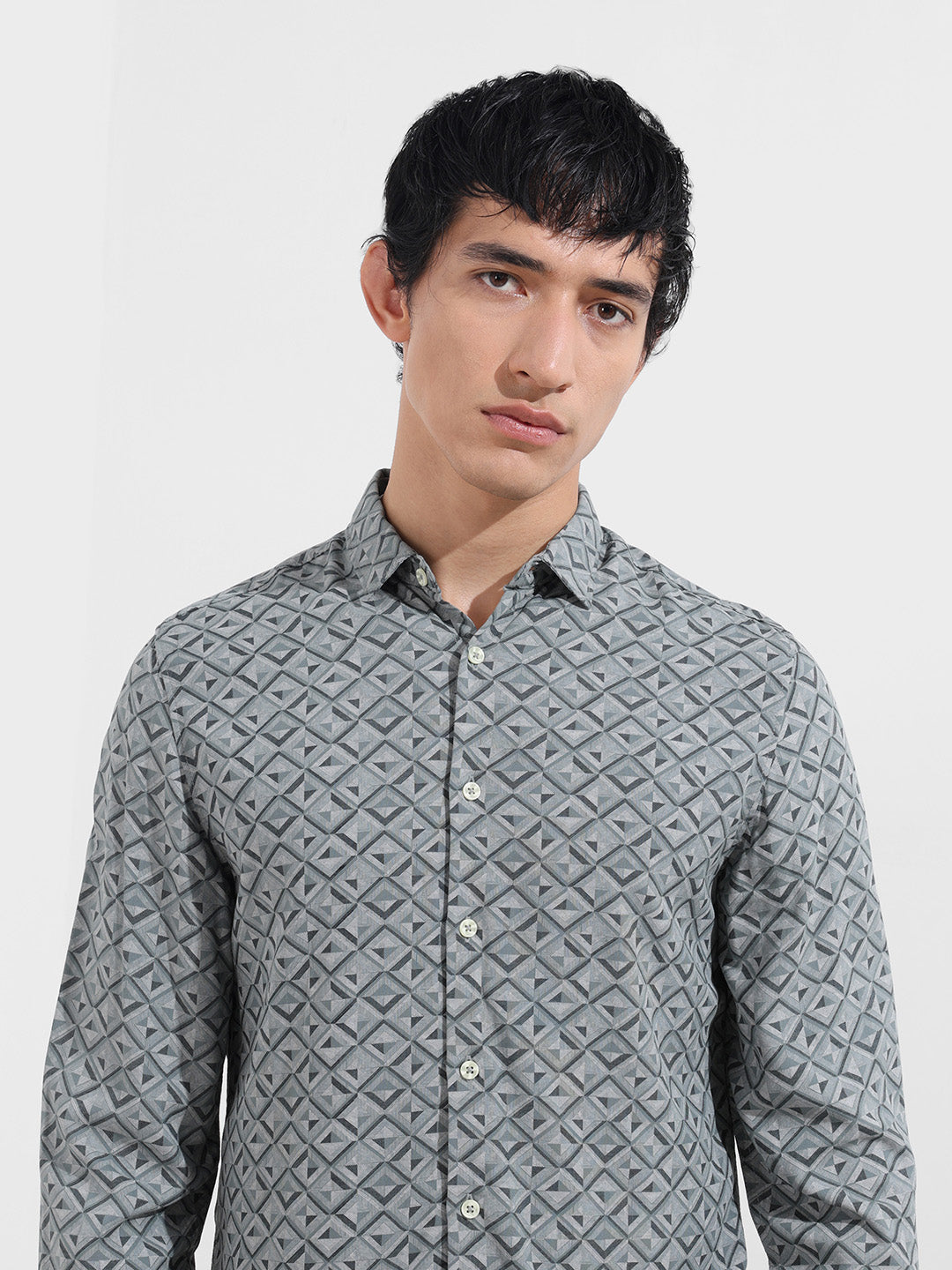 Men's Green Regular Fit Printed Print Shirt