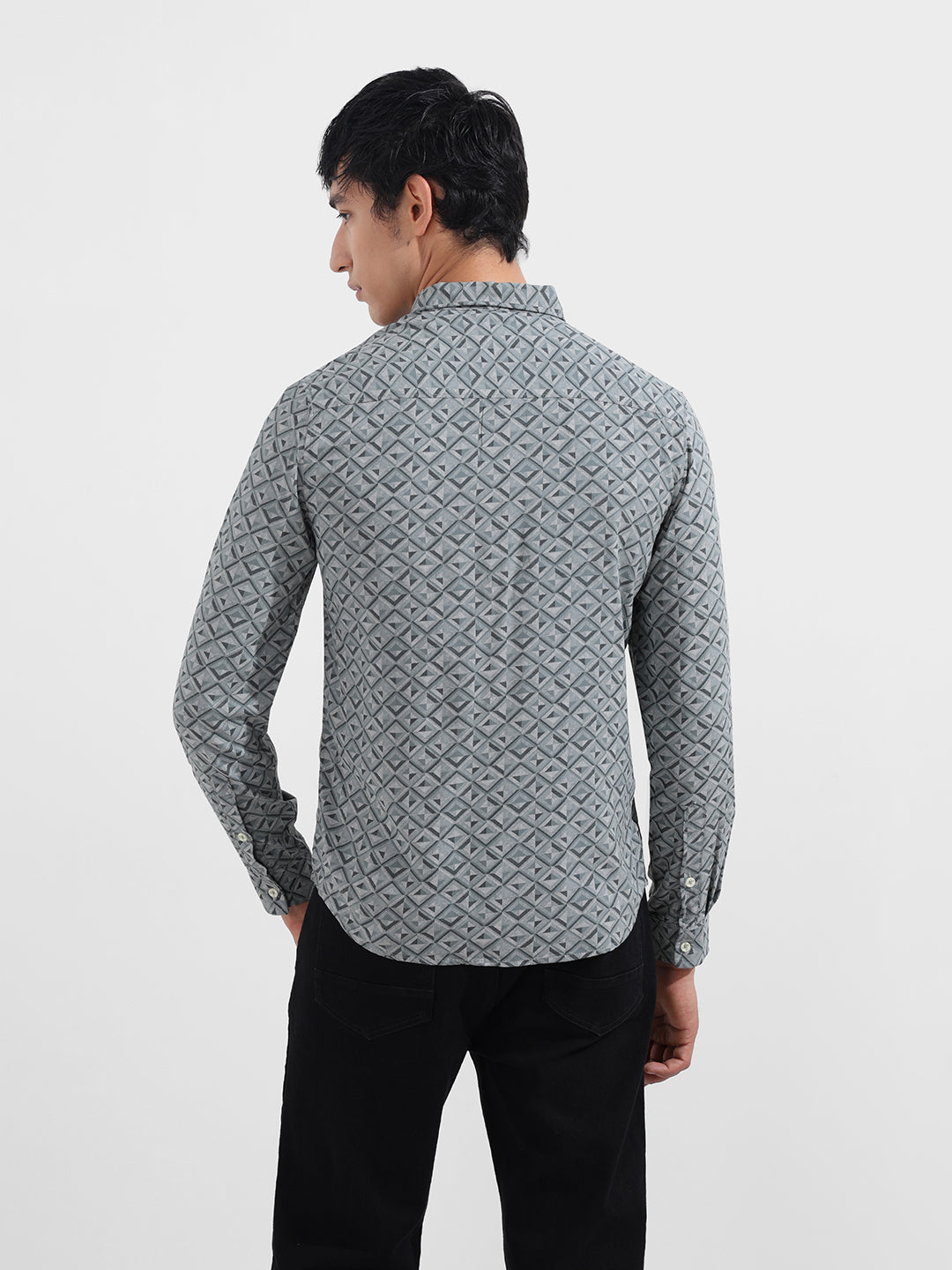 Men's Green Regular Fit Printed Print Shirt