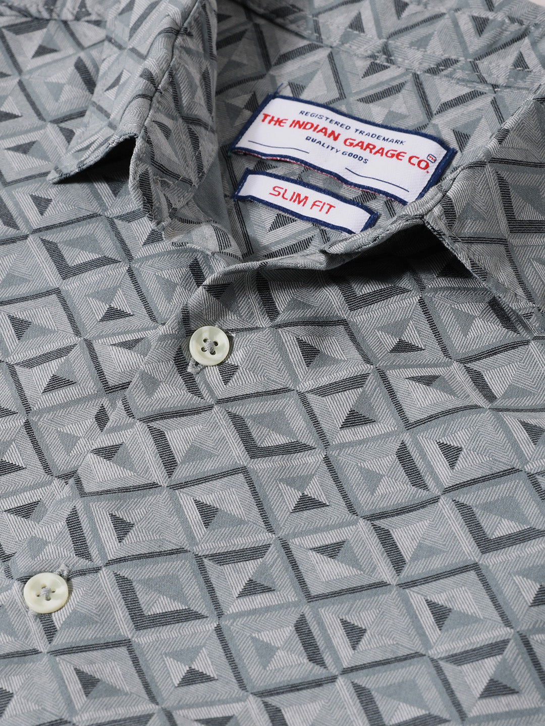 Men's Green Regular Fit Printed Print Shirt