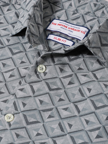 Men's Green Regular Fit Printed Print Shirt