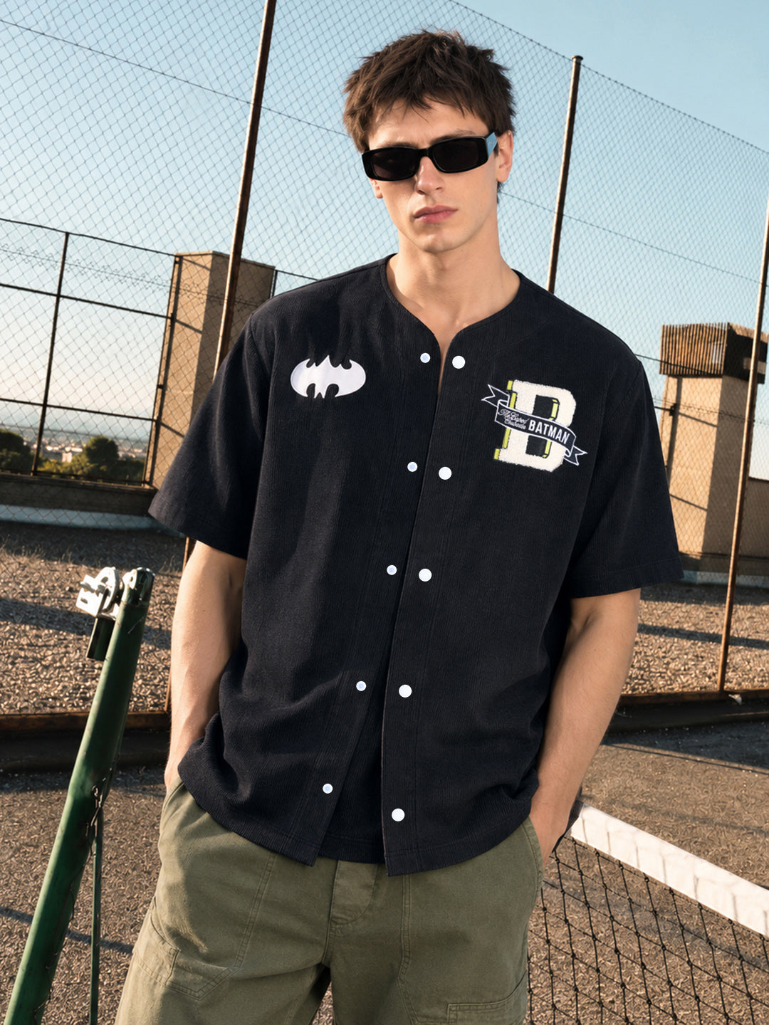 Men's Black Boxy Fit Character Printed Shirt