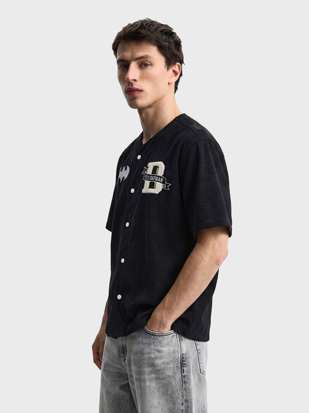 Men's Black Boxy Fit Character Printed Shirt