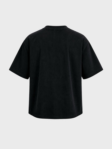 Men's Black Boxy Fit  Character Shirt