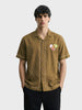 Men's Olive Relaxed Fit Embroidered Tom&Jerry Character Shirt