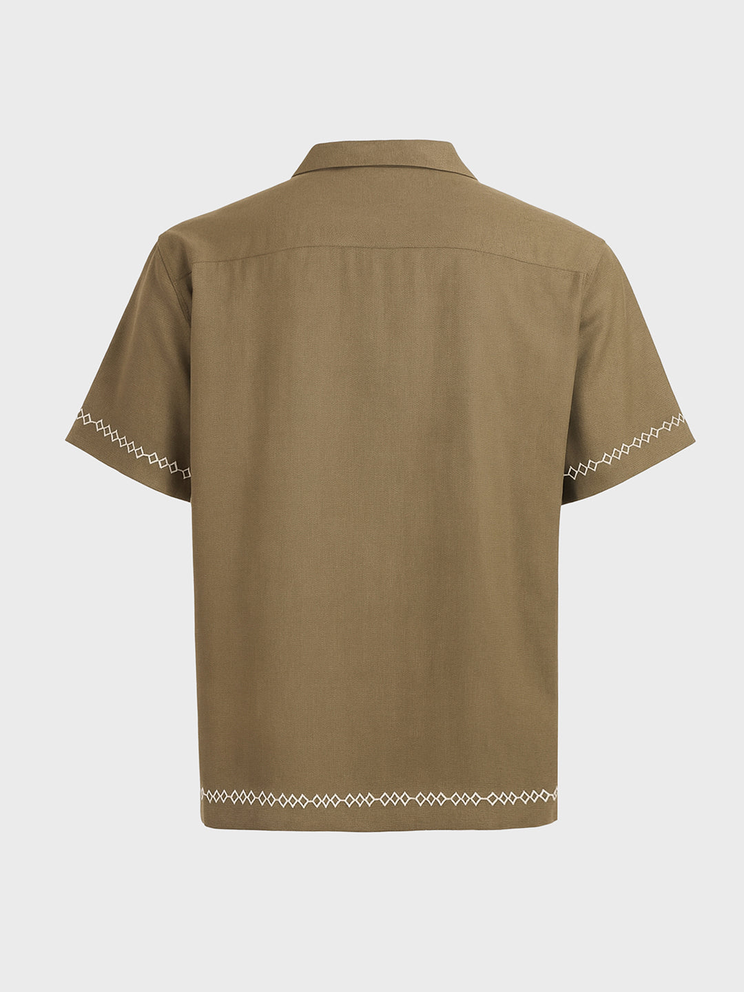 Men's Olive Relaxed Fit Embroidered Tom&Jerry Character Shirt