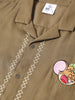 Men's Olive Relaxed Fit Embroidered Tom&Jerry Character Shirt