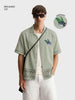 Men's Green Relaxed Fit Embroidered Tom&Jerry Character Shirt