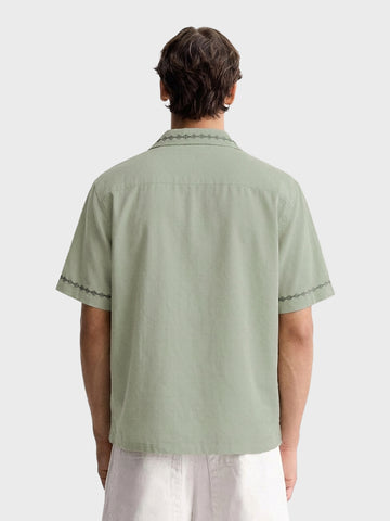 Men's Green Relaxed Fit Embroidered Tom&Jerry Character Shirt