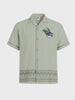 Men's Green Relaxed Fit Embroidered Tom&Jerry Character Shirt