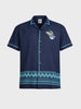 Men's Blue Relaxed Fit Embroidered Shirt