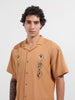 Men's Yellow Relaxed Fit Embroidered Tom&Jerry Character Shirt