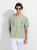 Men's Green Relaxed Fit Embroidered Tom&Jerry Character Shirt