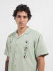 Men's Green Relaxed Fit Embroidered Tom&Jerry Character Shirt