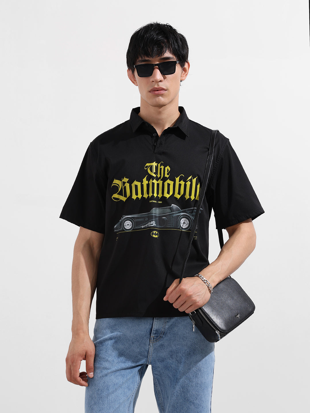 Men's Black Boxy Fit Batman Character Shirt