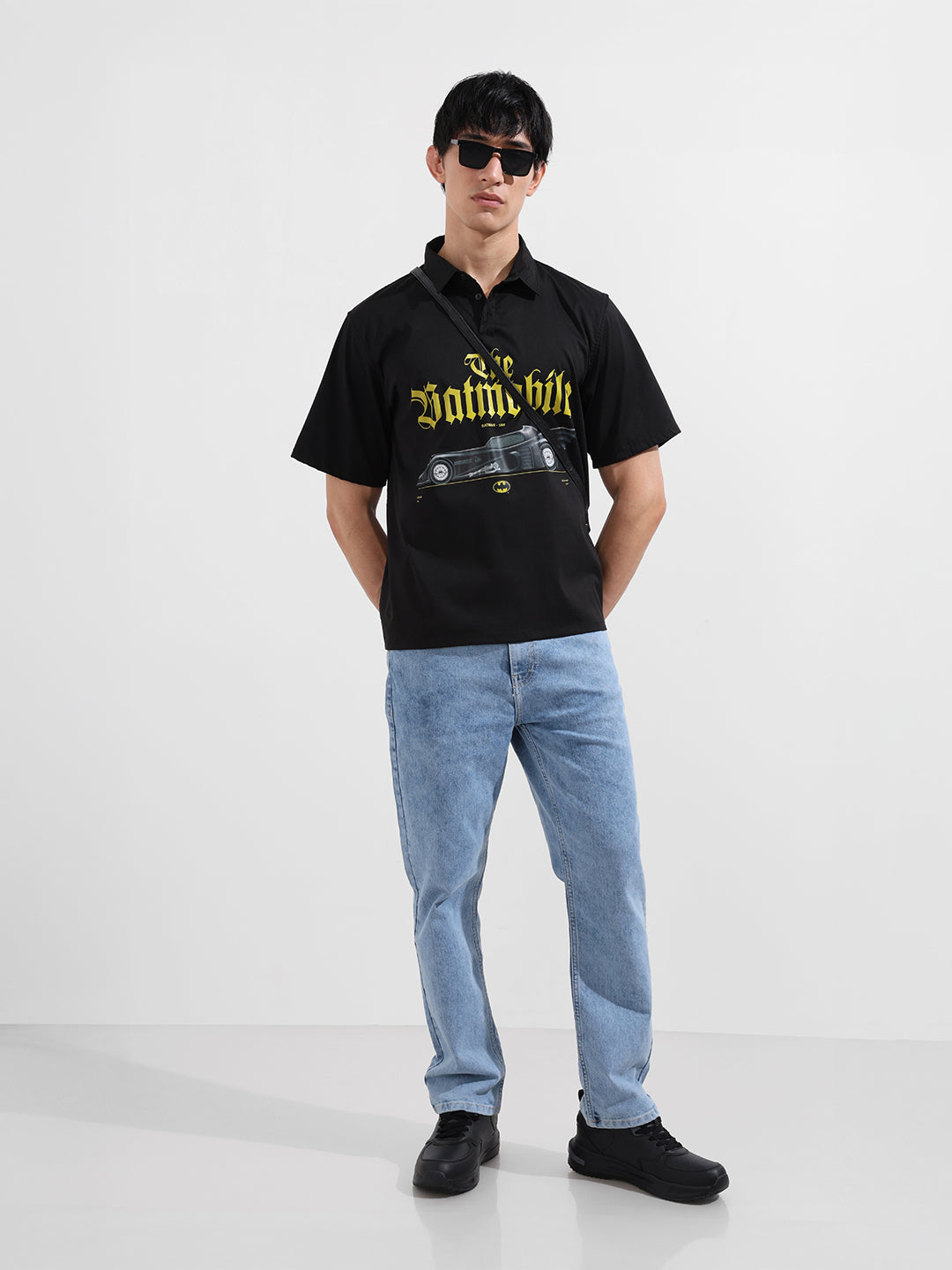 Men's Black Boxy Fit Batman Character Shirt