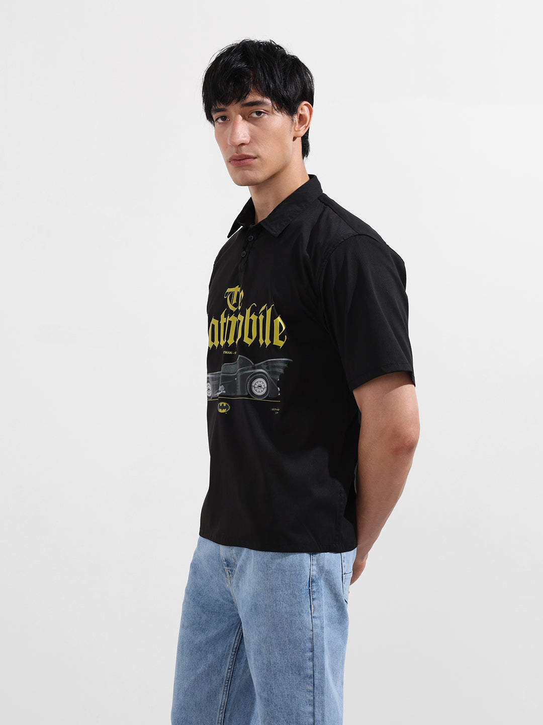 Men's Black Boxy Fit Batman Character Shirt