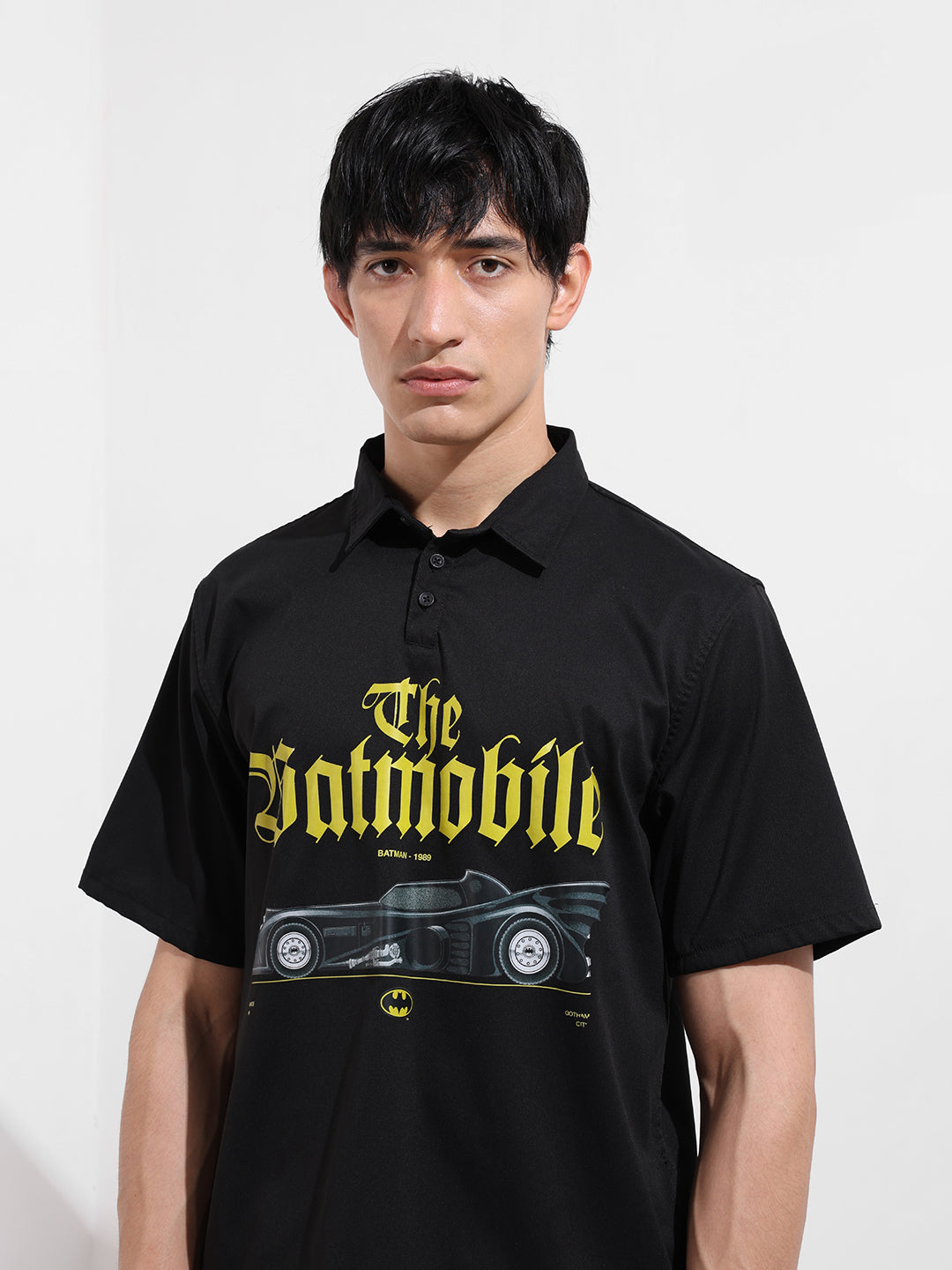 Men's Black Boxy Fit Batman Character Shirt