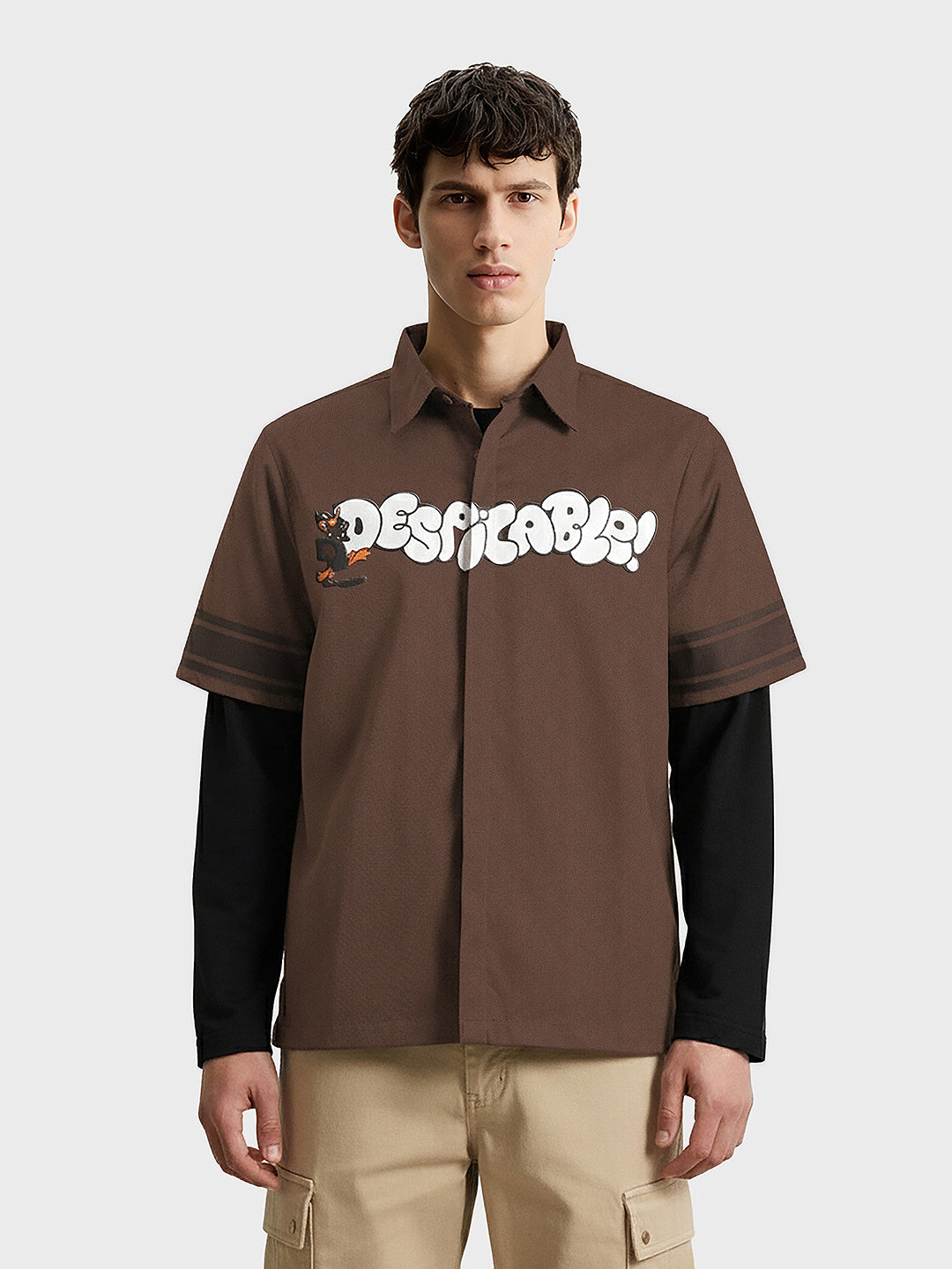 Men's Brown Boxy Fit  Loony Tunes Character  Shirt