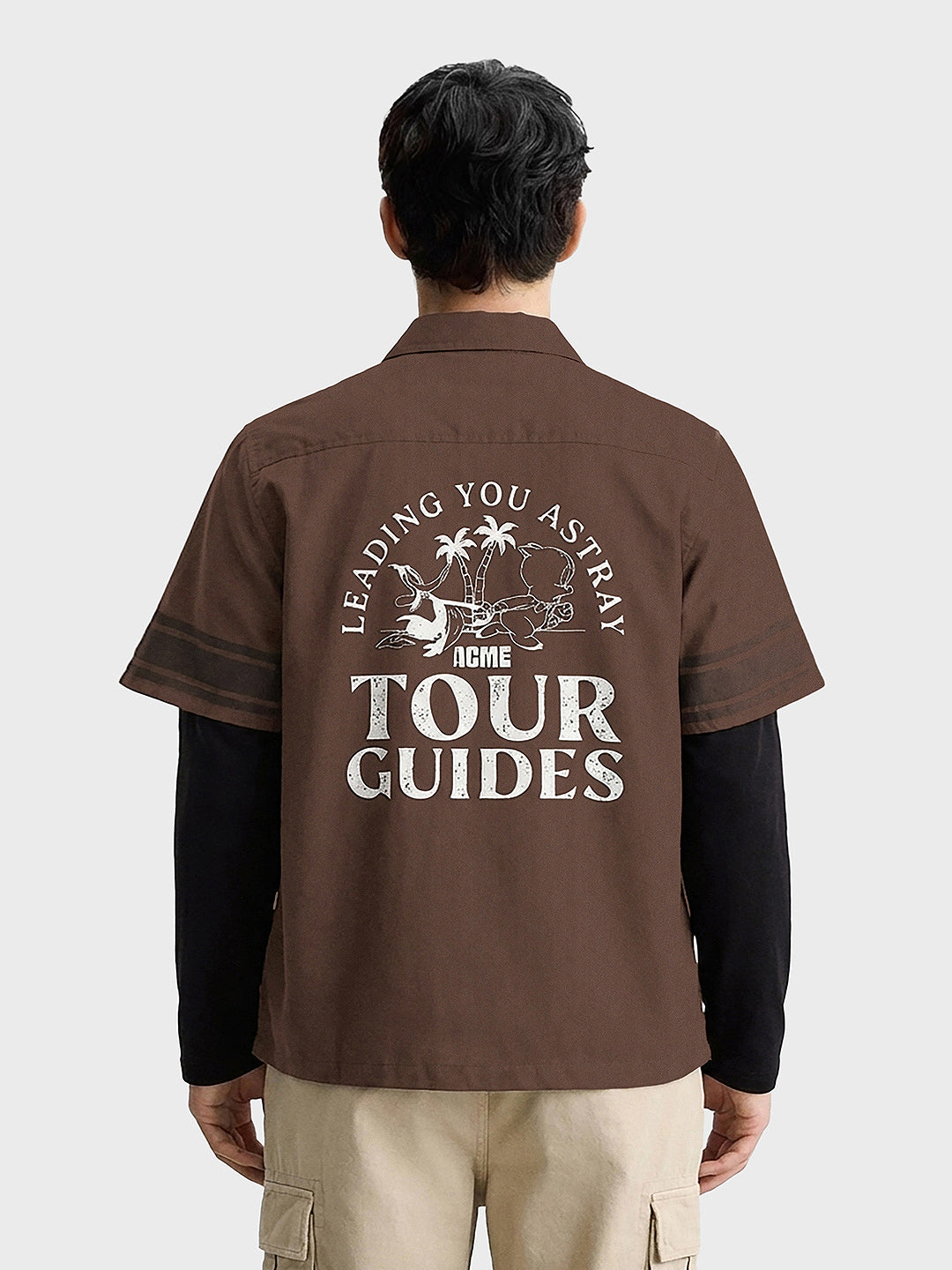 Men's Brown Boxy Fit  Loony Tunes Character  Shirt