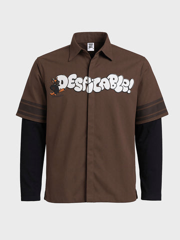 Men's Brown Boxy Fit  Loony Tunes Character  Shirt