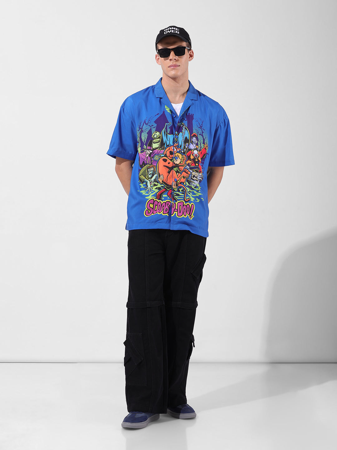 Men's Blue Relaxed Fit Character Printed Shirt