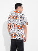 Men's White Relaxed Fit Scooby Doo Character Printed Shirt