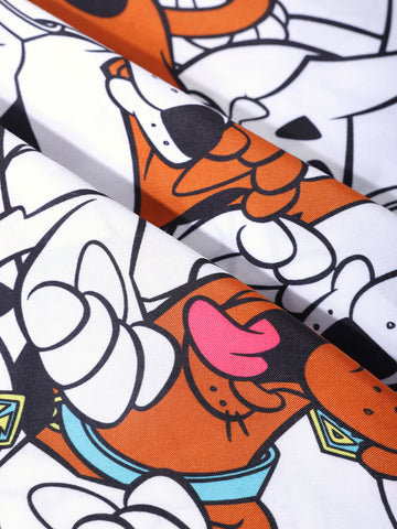Men's White Relaxed Fit Scooby Doo Character Printed Shirt