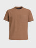 Men's Beige Boxy Fit Textured Casual T-Shirt