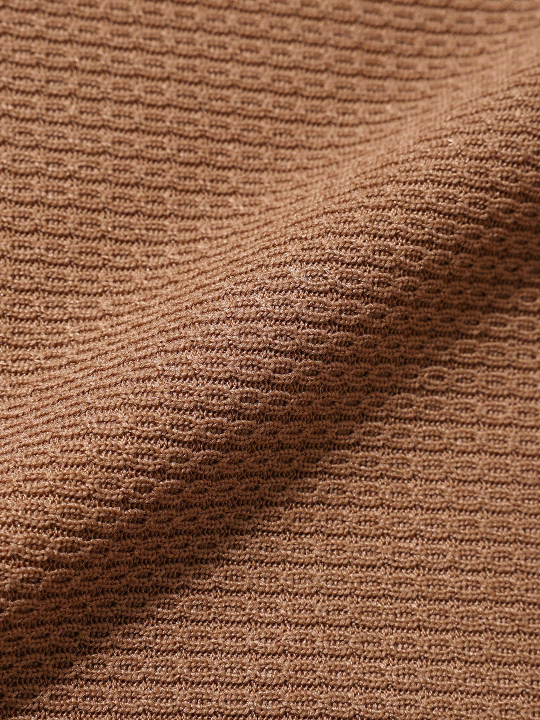 Men's Beige Boxy Fit Textured Casual T-Shirt