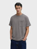 Men's Grey Boxy Fit Textured Casual T-Shirt