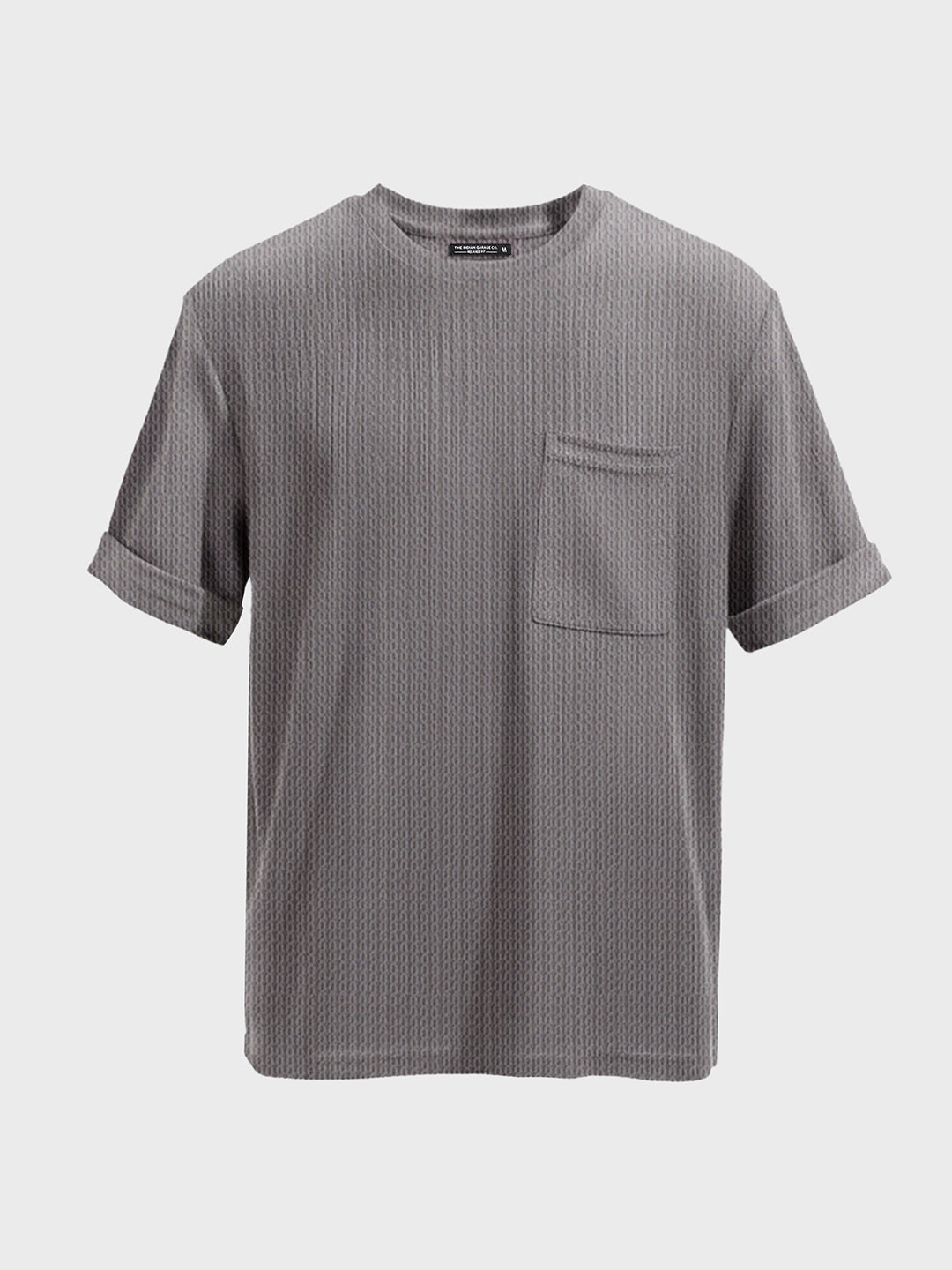 Men's Grey Boxy Fit Textured Casual T-Shirt