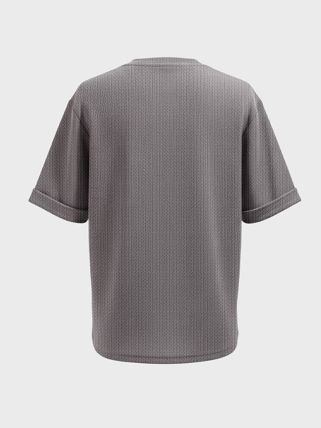 Men's Grey Boxy Fit Textured Casual T-Shirt