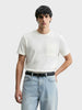 Men's White Boxy Fit Textured Casual T-Shirt