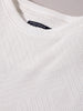 Men's White Boxy Fit Textured Casual T-Shirt