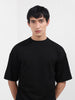 Men's Black Boxy Fit Textured Casual T-Shirt