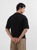 Men's Black Boxy Fit Textured Casual T-Shirt