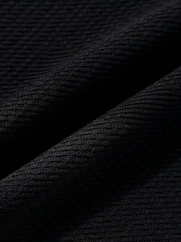 Men's Black Boxy Fit Textured Casual T-Shirt