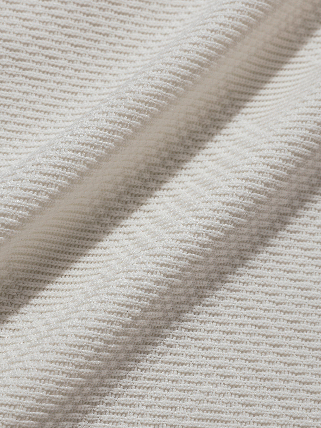 Men's White Boxy Fit Textured Casual T-Shirt