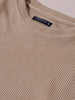 Men's Beige Boxy Fit Textured Casual T-Shirt