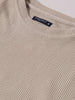 Men's Beige Boxy Fit Textured Casual T-Shirt