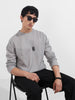 Men's Grey Boxy Fit Textured Casual T-Shirt
