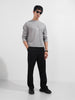 Men's Grey Boxy Fit Textured Casual T-Shirt
