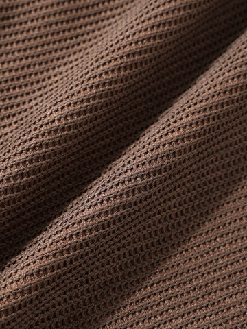 Men's Brown Boxy Fit Textured Casual T-Shirt