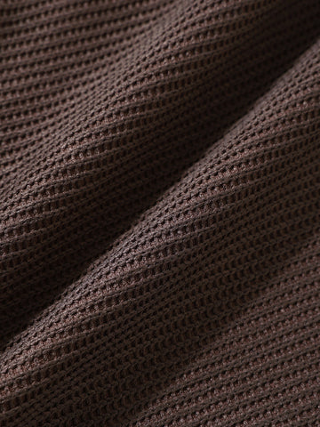 Men's Brown Boxy Fit Textured Casual T-Shirt