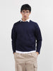Men's Navy Blue Boxy Fit Textured Casual T-Shirt