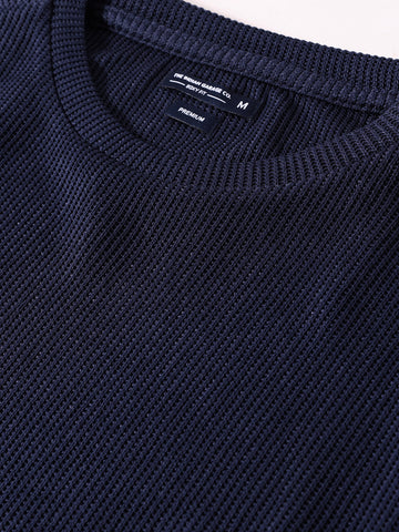 Men's Grey Boxy Fit Textured Casual T-Shirt