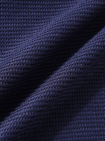 Men's Navy Blue Boxy Fit Textured Casual T-Shirt